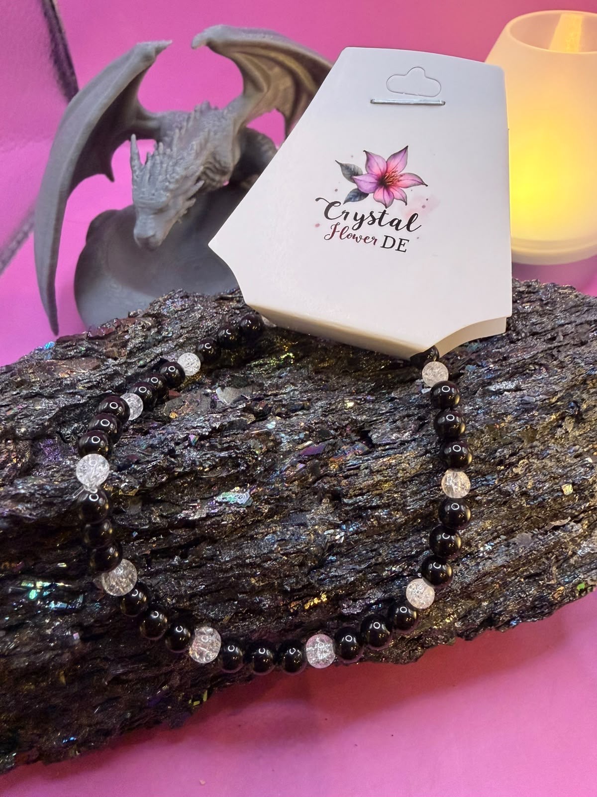 Obsidian Bergkristall Handmade Armband