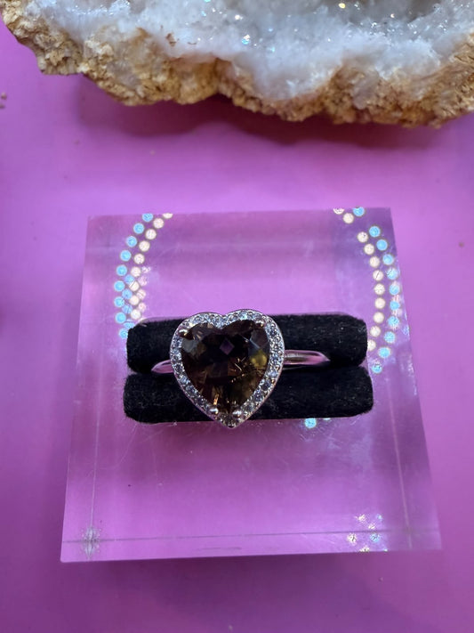 Rauchquarz Herz Ring