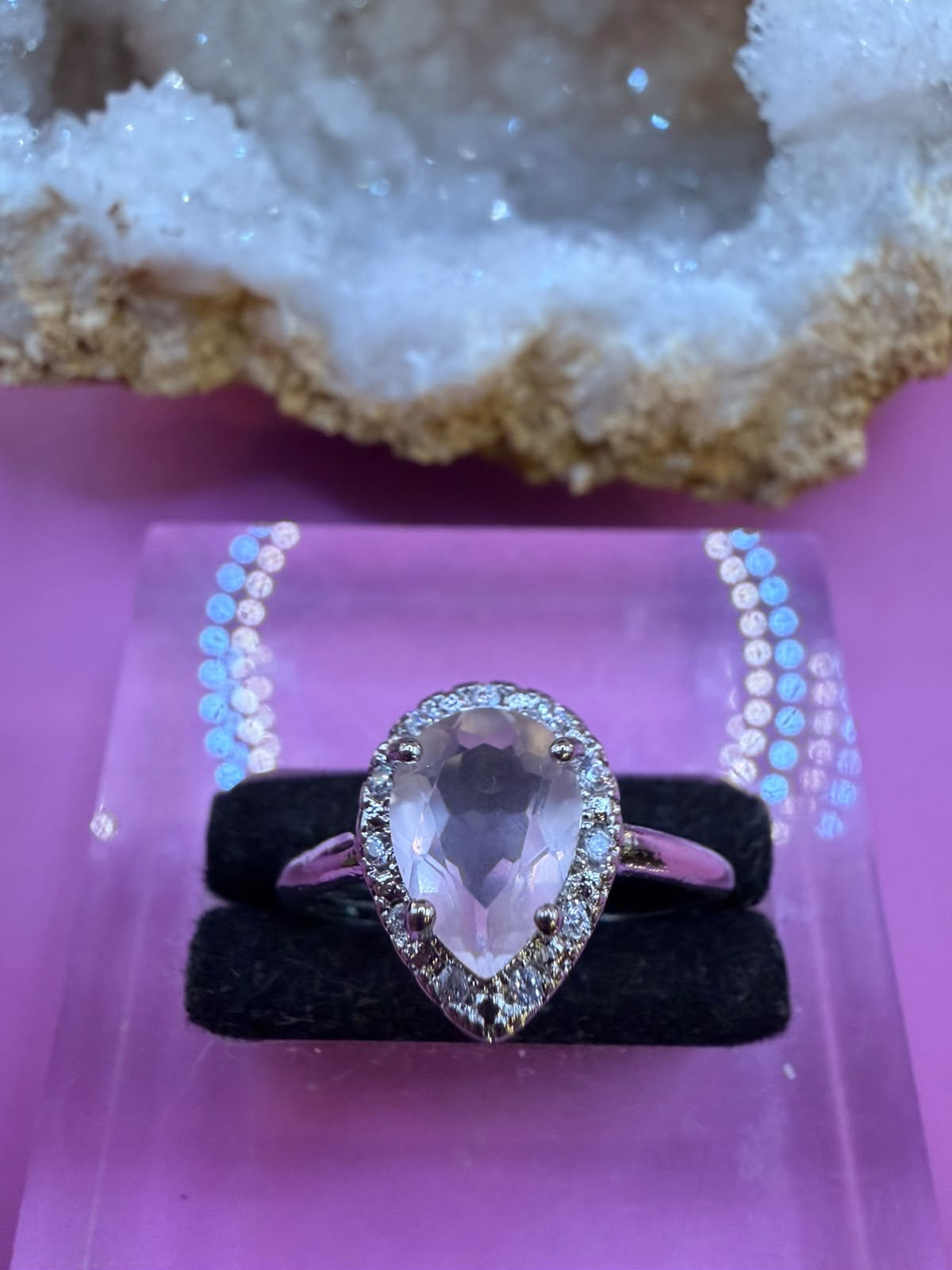 Rosenquarz Tropfenform Ring