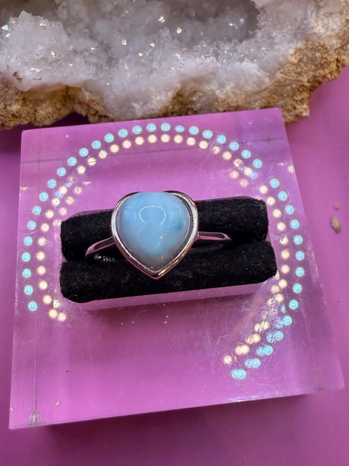 Larimar Herz Ring Schlicht