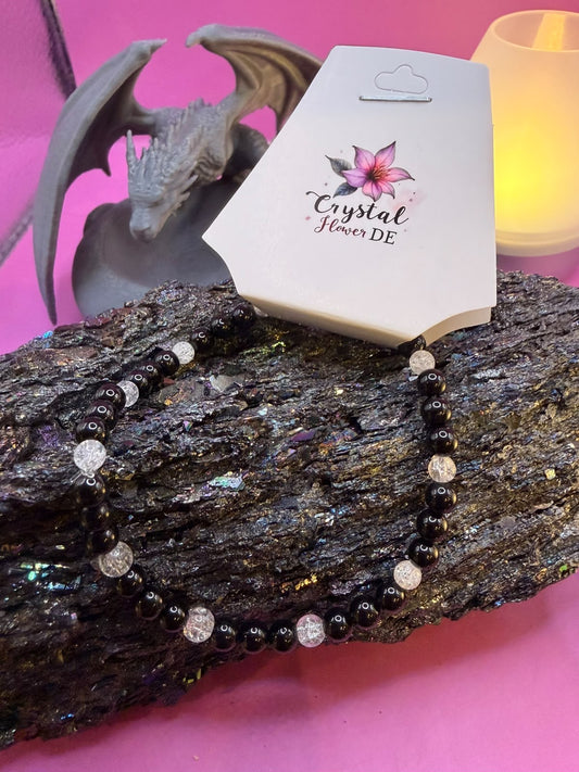 Obsidian Bergkristall Handmade Armband