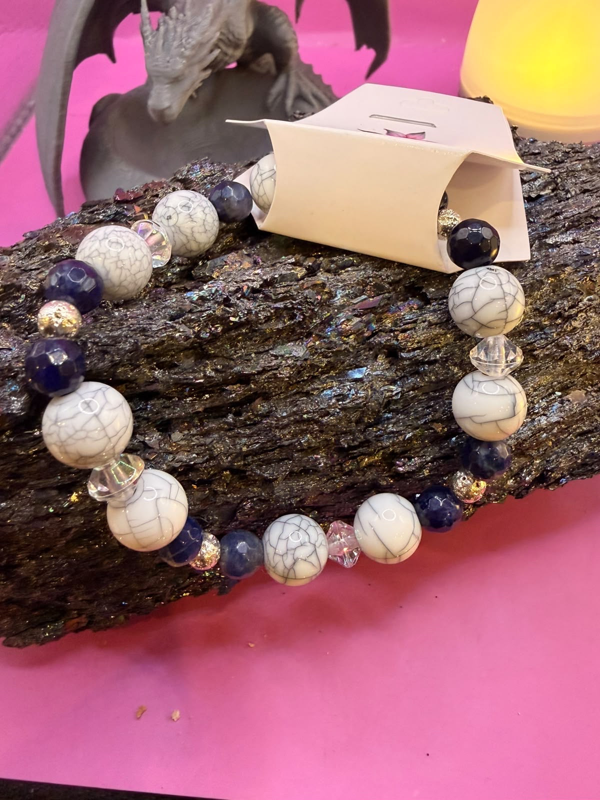 Sodalith, Lava und Achat Handmade Armband