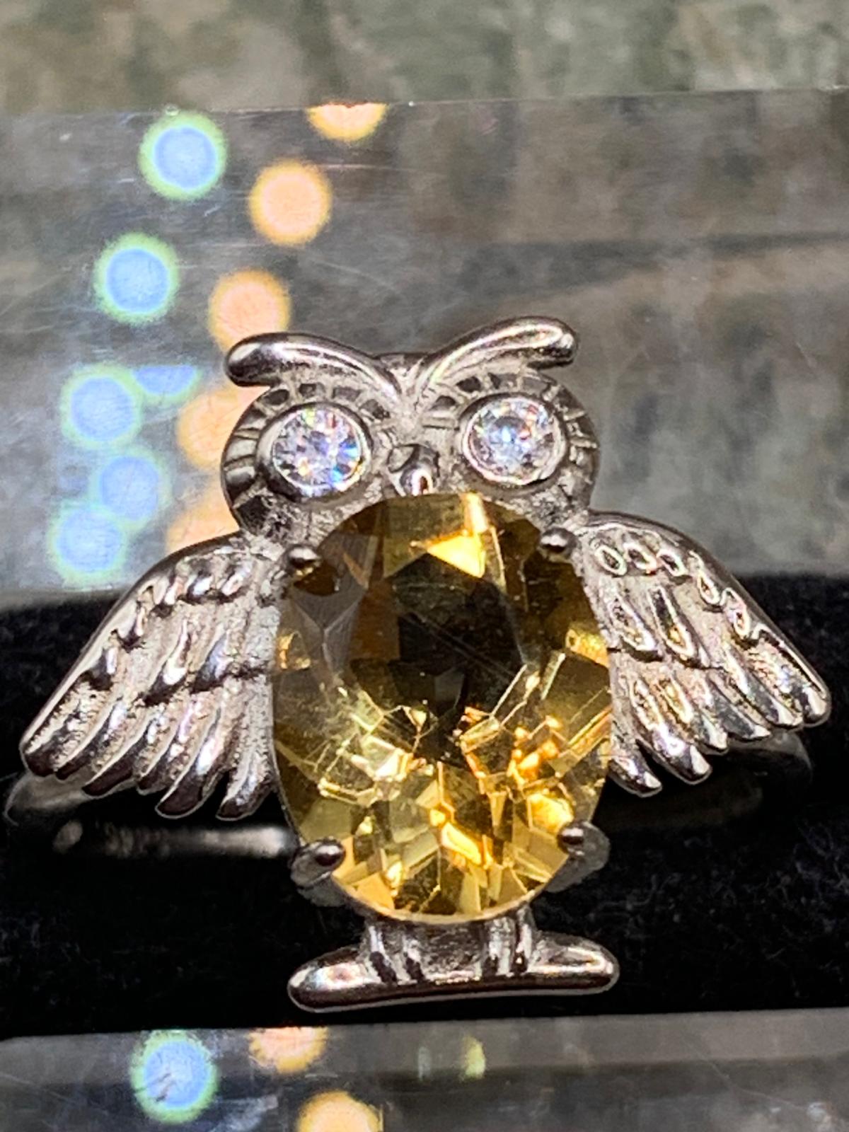 Citrin Eulen Ring