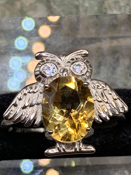 Citrin Eulen Ring