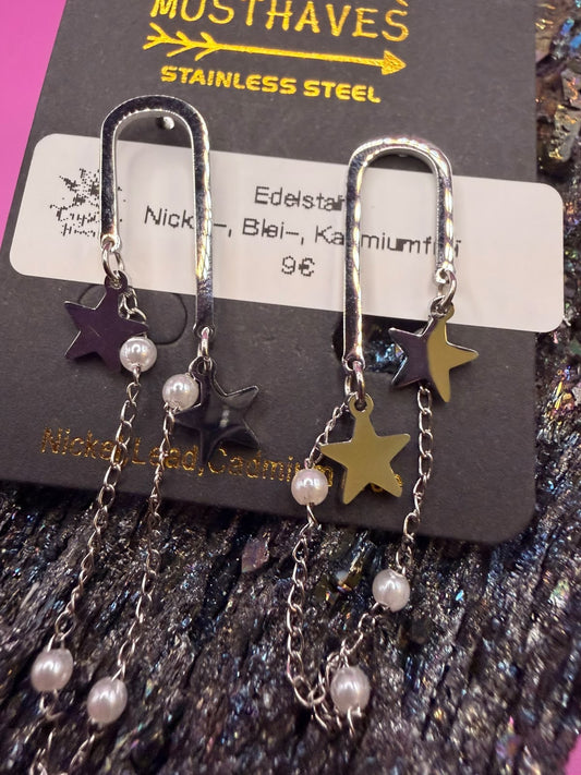 Sterne mit Kette Ohrringe