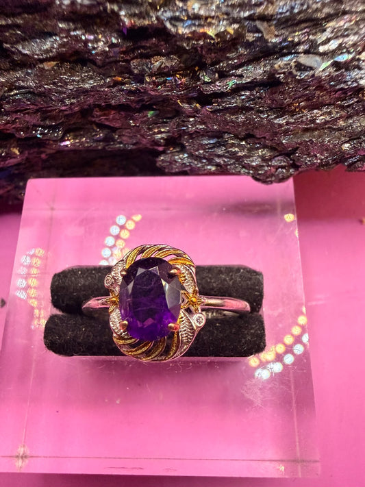 Amethyst teilvergoldung Ring