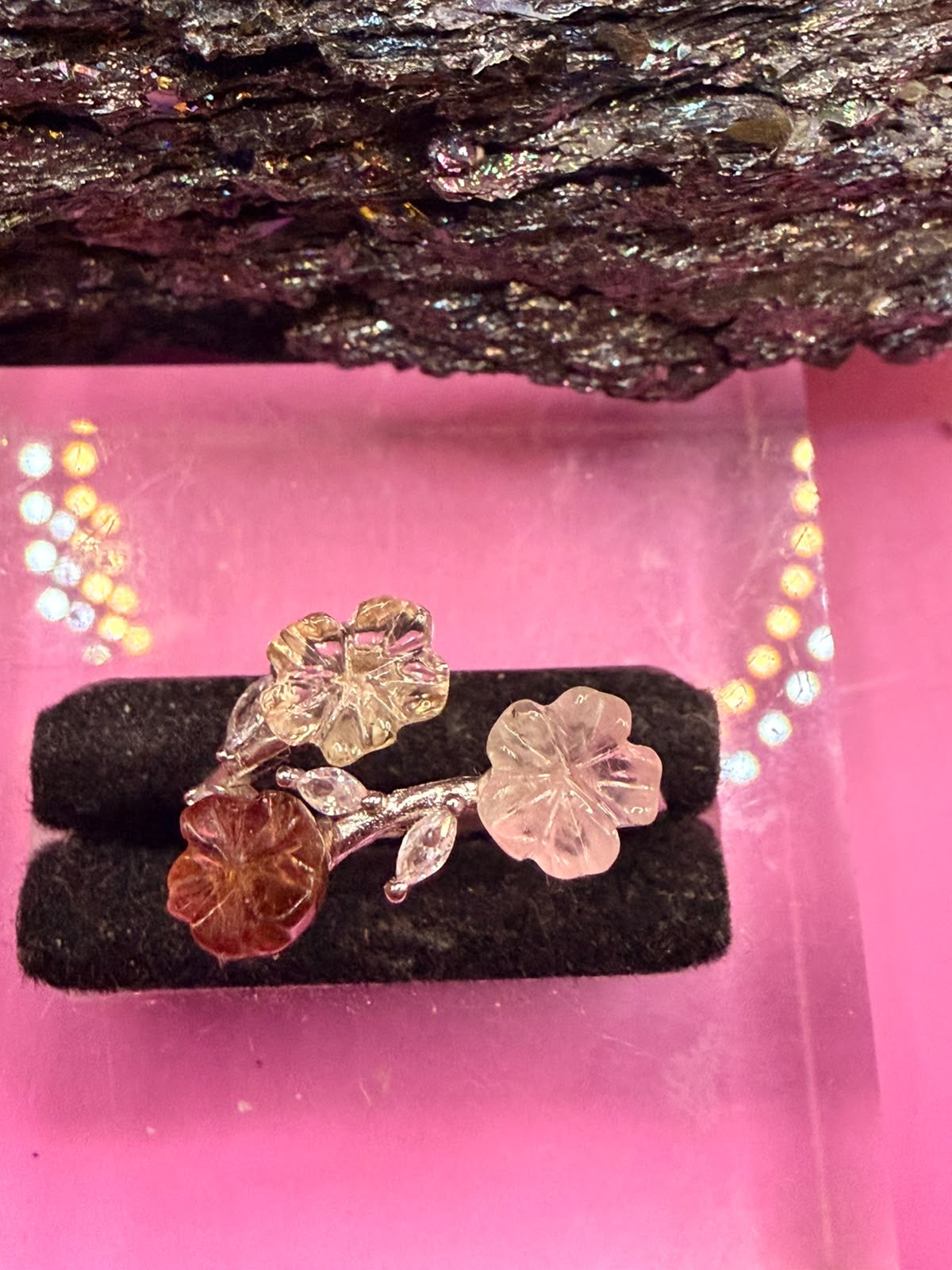 Bunter Turmalin Blumen Ring