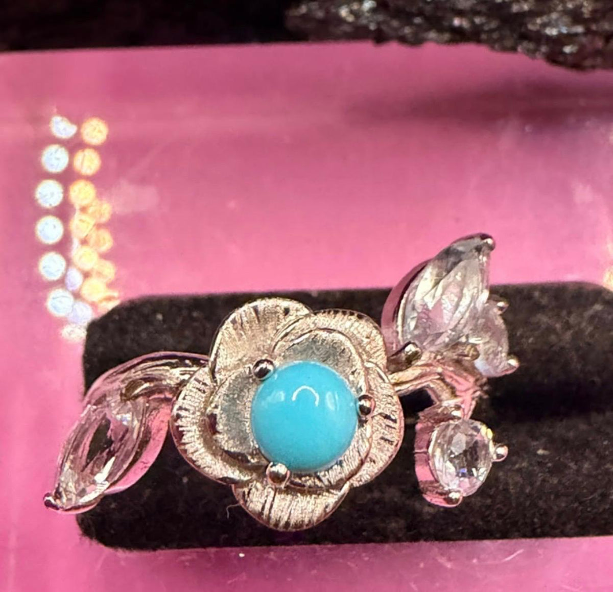 Türkis und Aquamarin Blume Ring