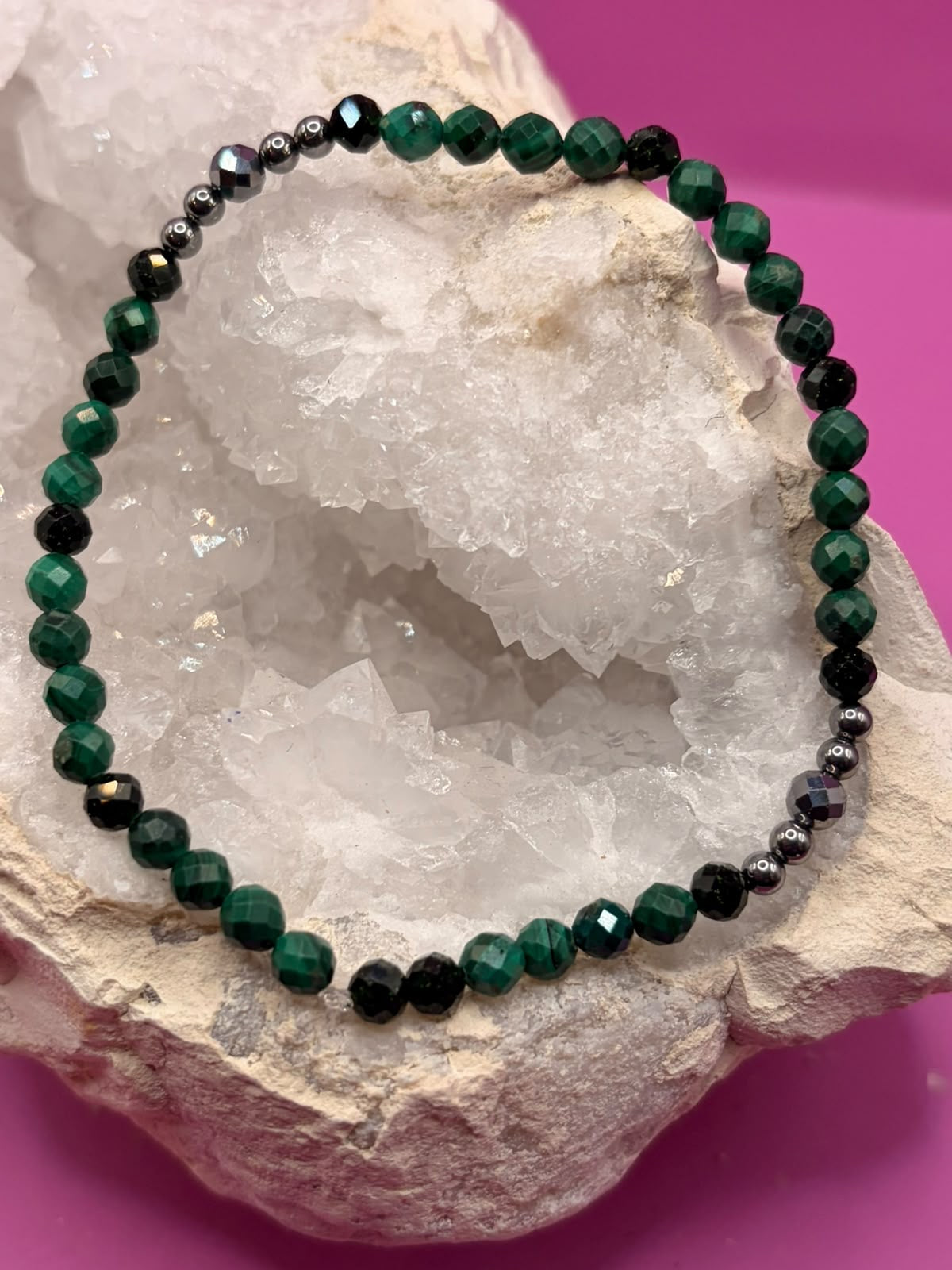 Malachit, Grünfluss und Teraherz Handmade Armband